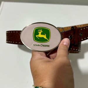 Ariat Brown Leather Belt with John Deere Buckle (911)